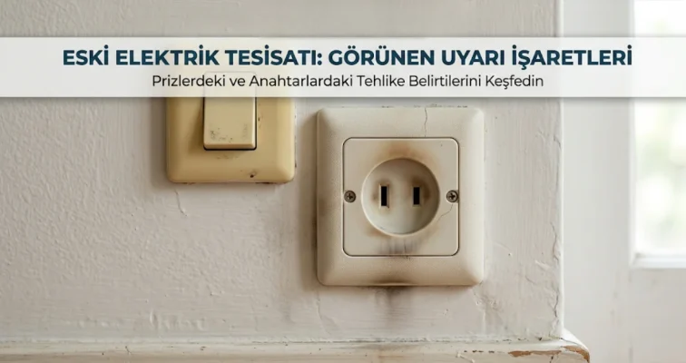 Eski elektrik tesisatında priz çevresinde kararma ve yıpranma belirtileri
