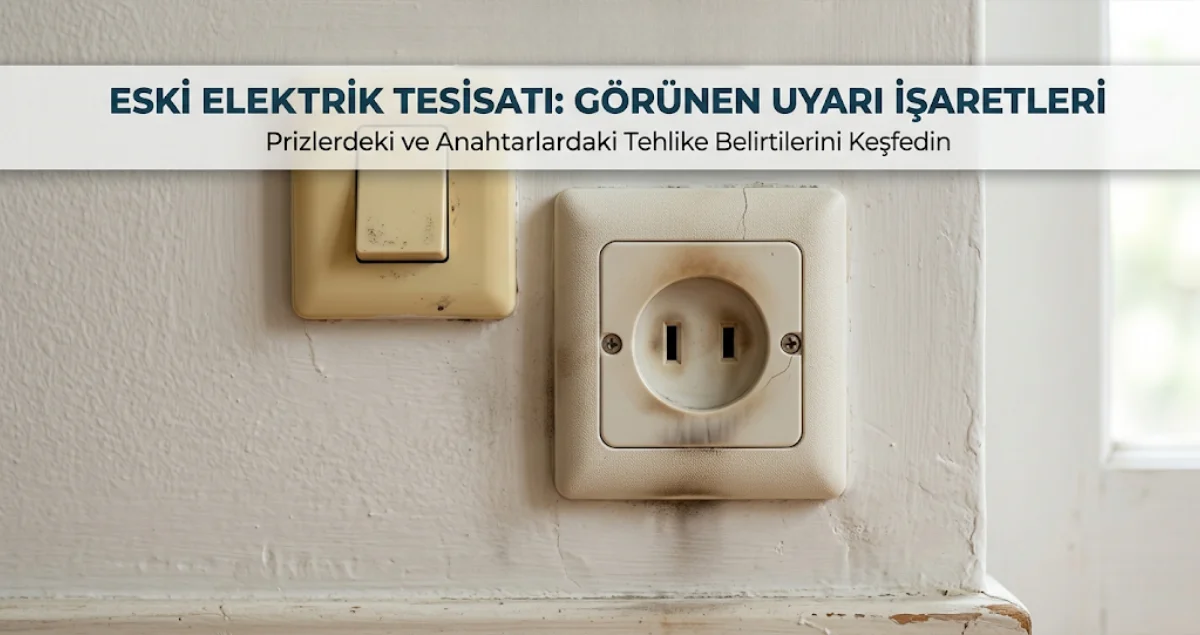 Eski elektrik tesisatında priz çevresinde kararma ve yıpranma belirtileri